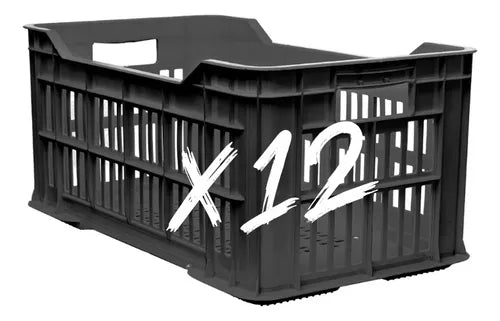 Pack X 12 Cajon Plastico Con Piso Y Reforzado Apilable