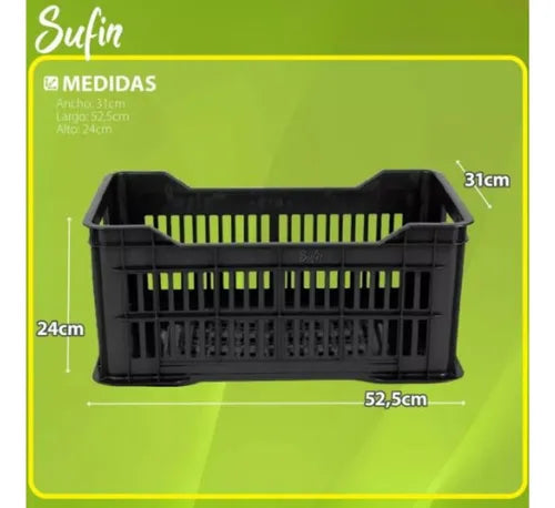 Pack X 12 Cajon Plastico Con Piso Y Reforzado Apilable